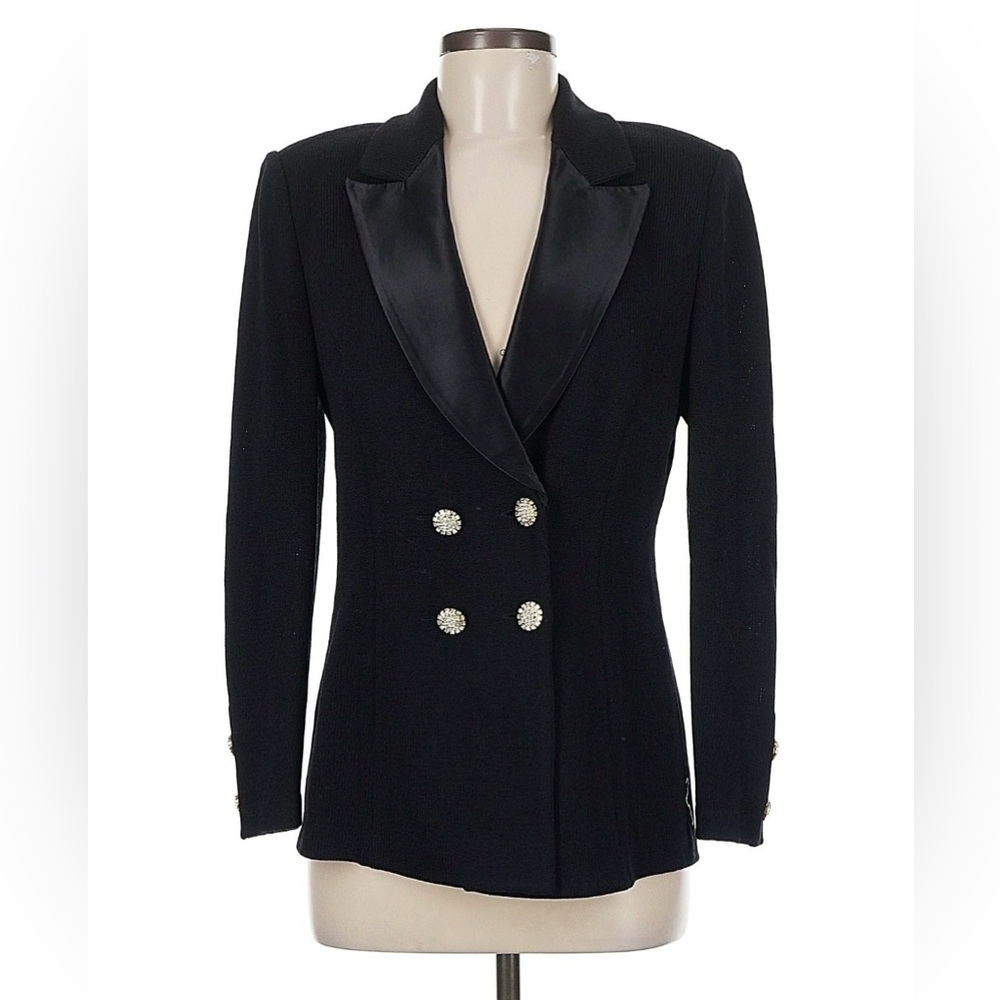 St John Evening Black Tuxedo Knit Blazer ~ Sz 6 - Picture 3 of 6